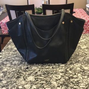 Isaac Mizrahi black leather pebbled satchel